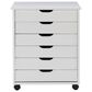 Linon Home Decor Cary 6-Drawer Wide Rolling Cart in White Wash, , large