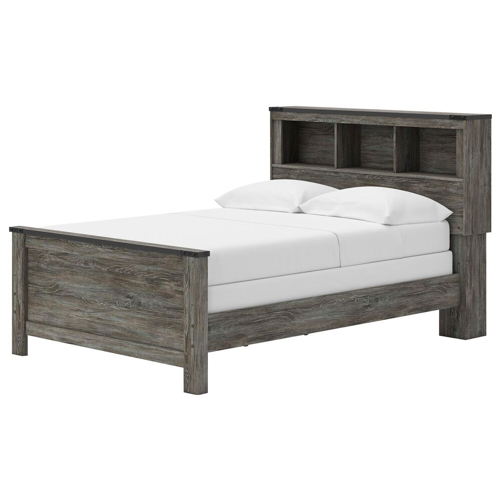 Ashley Frandern 4-Piece Full Bookcase Bedroom Set in Rustic Warm Gray, , large