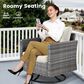 HOMLUX 3-Piece Patio Conversation Set with Square-Arm Swivel Rocking Chairs in Beige, , large