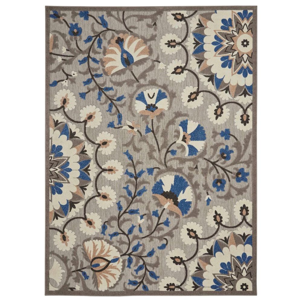 Nourison Aloha Floral 9"6" x 13" Grey and Multicolor Indoor/Outdoor Area Rug, , large