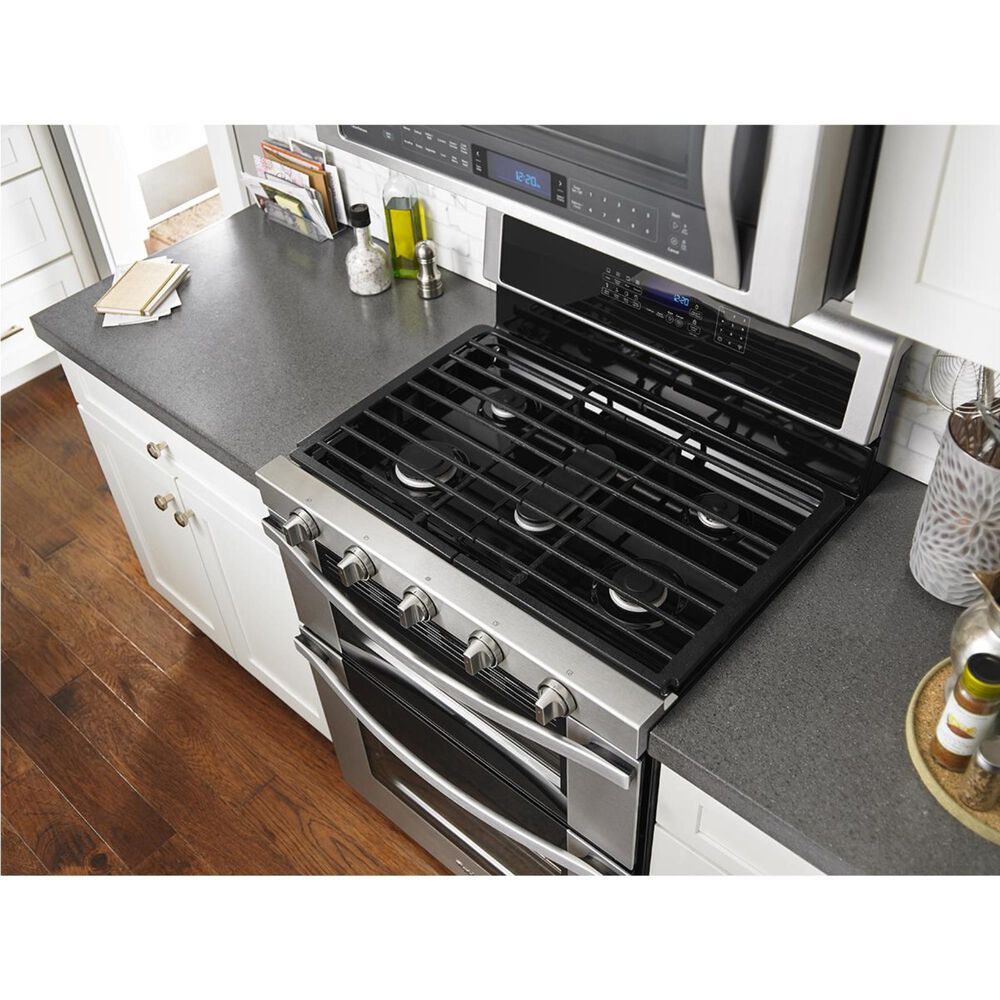 Whirlpool 6.0 Cu. Ft. Gas Double Oven Range with Center Oval Burner in Stainless Steel, , large