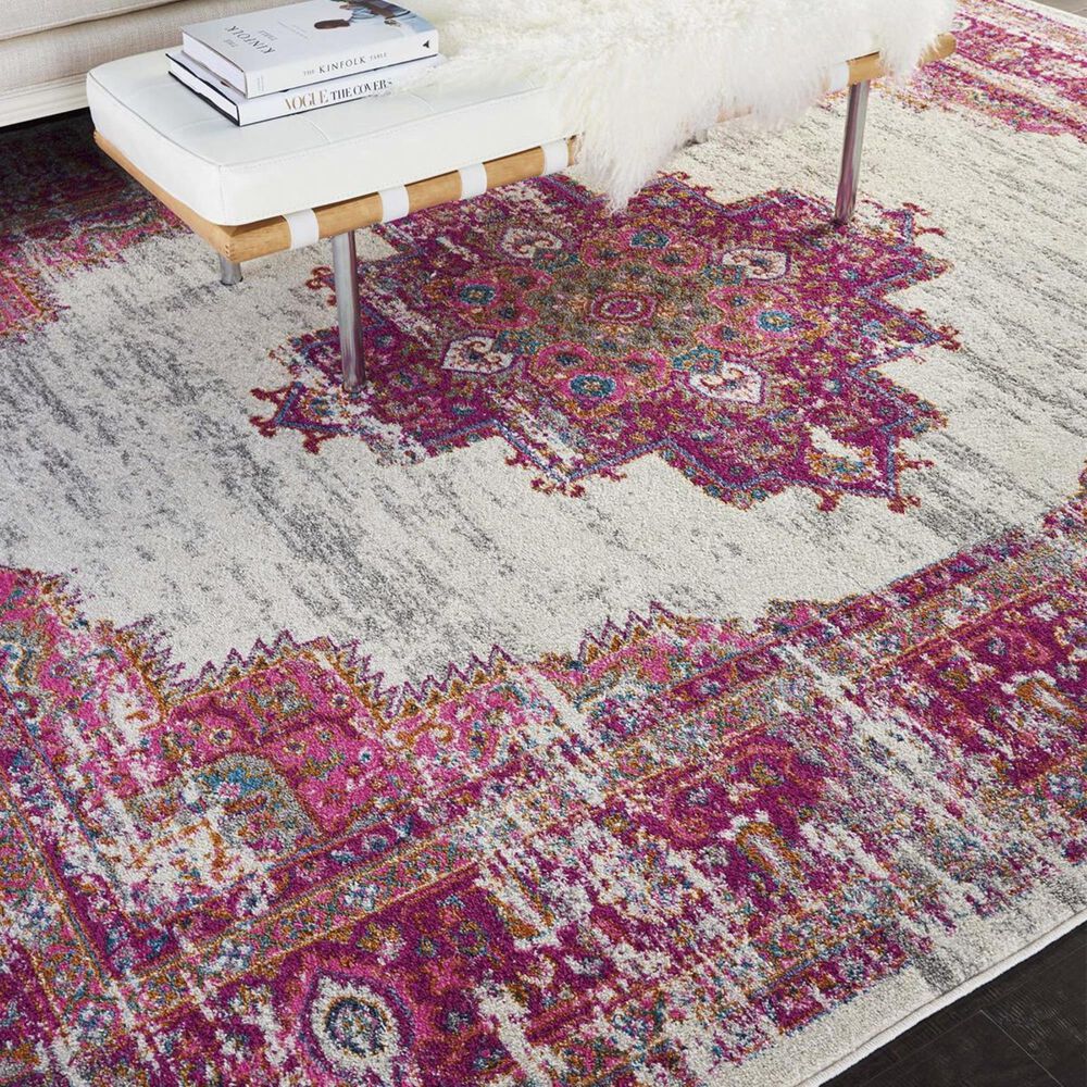 Nourison Passion PSN03 5&#39;3&quot; x 7&#39;3&quot; Ivory and Fushia Area Rug, , large