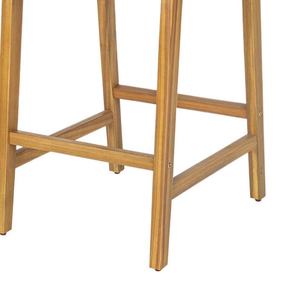 Hearth and Haven Outdoor Armless Barstool with Light Teak Frame in Dark Brown (Set of 2), , large