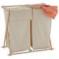 Household Essentials Collapsible Double X-Frame Laundry Hamper Sorter with Poly-Cotton Bags in Natural, , large