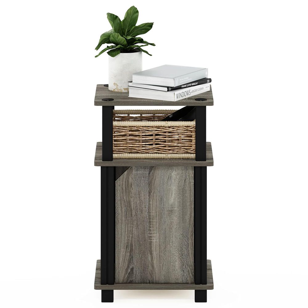 HOMLUX Brahms 3-Tier End Table in French Oak Grey and Black, , large