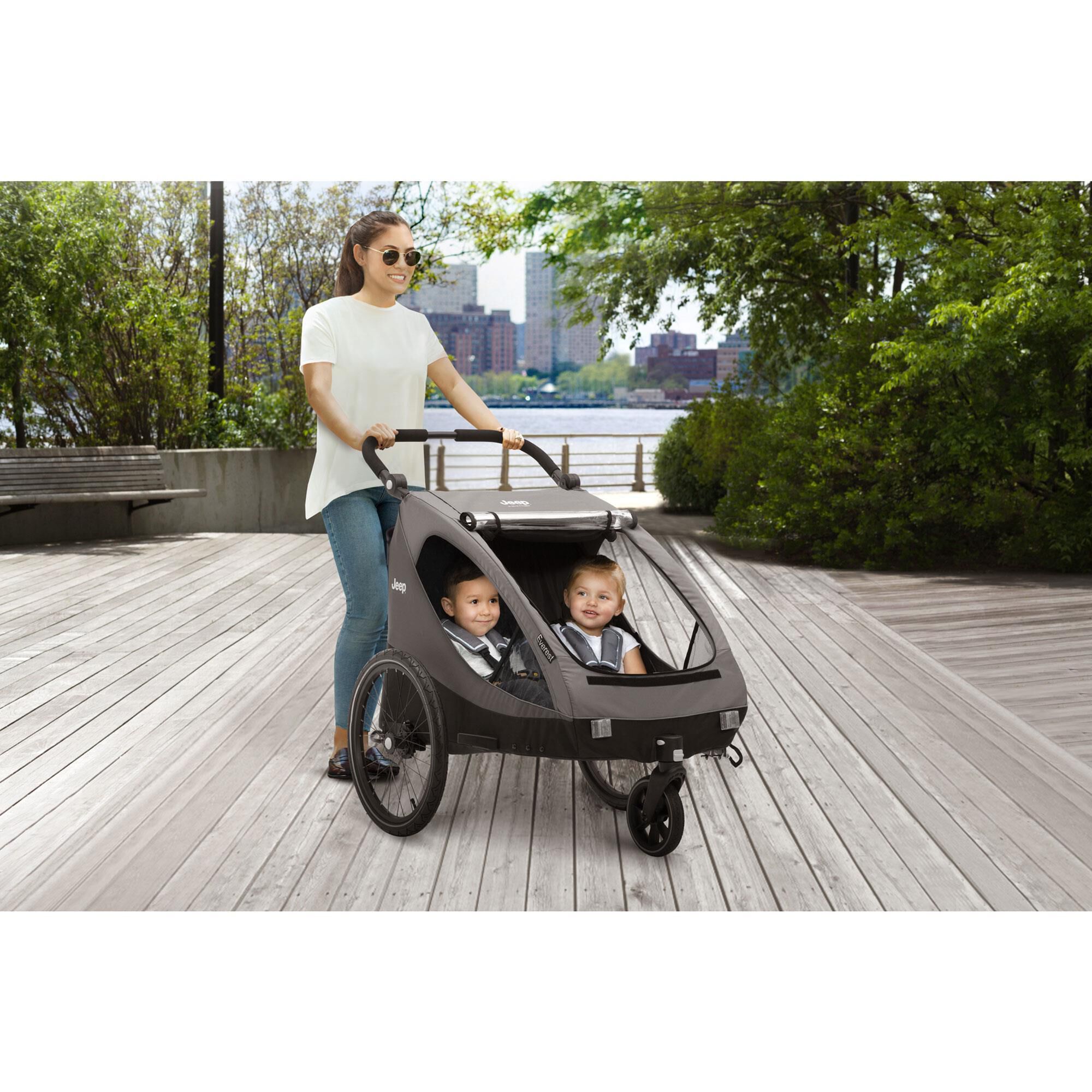 Delta Jeep Everest 2 In 1 Child Bike Trailer and Stroller in Grey