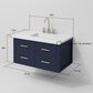 Lexora Home Castor 36" Single Bathroom Vanity in Blue with 2 cm White Cultured Marble Top and Rectangular Sink, , large