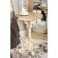 Maple and Jade Pedestal Scroll Accent End Table in Distressed White and Dark Brown, , large