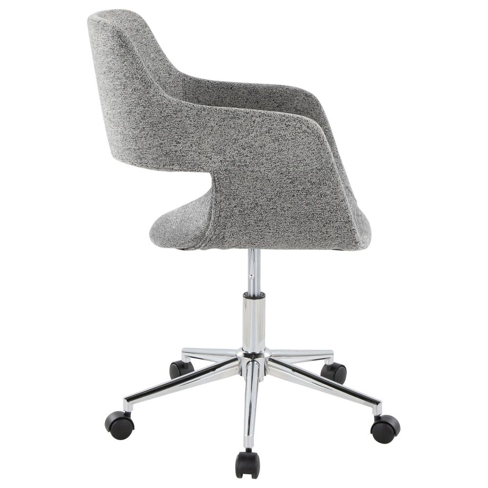 LumiSource Margarite Swivel Task Chair with Grey Fabric Cushion in Chrome, , large
