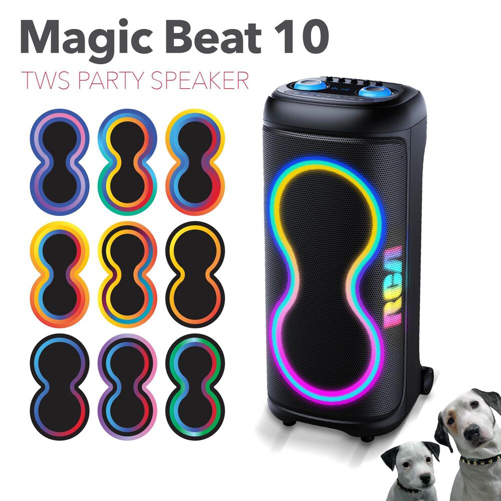 Top Tech Portable Bluetooth Speaker with Mic and RGB Light in Black, , large
