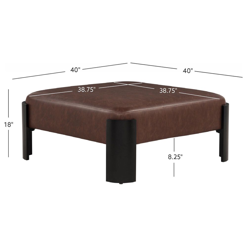 Linden Boulevard Sutherland Square Ottoman in Brown, , large