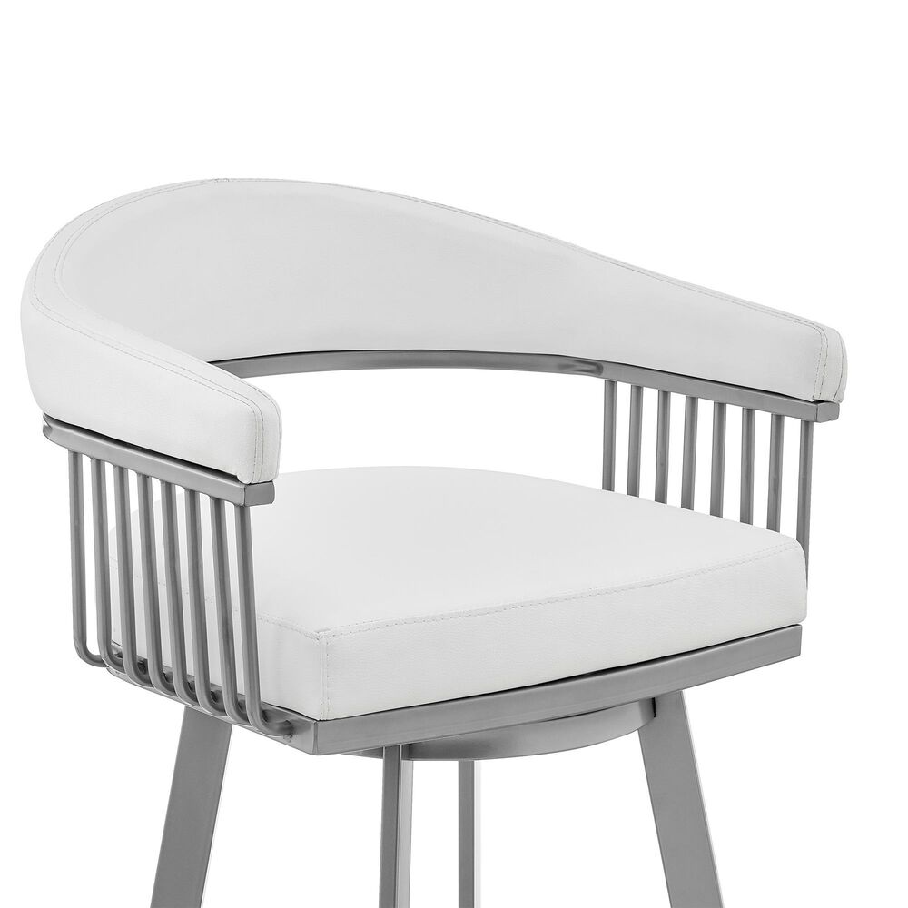 Blue River Bronson 26&quot; Swivel Counter Stool in White/Silver, , large