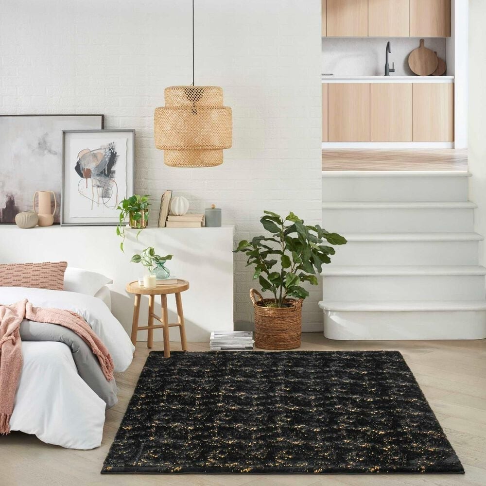 Nourison Cozy Shimmer 5&#39;3&quot; x 7&#39;3&quot; Black Area Rug, , large