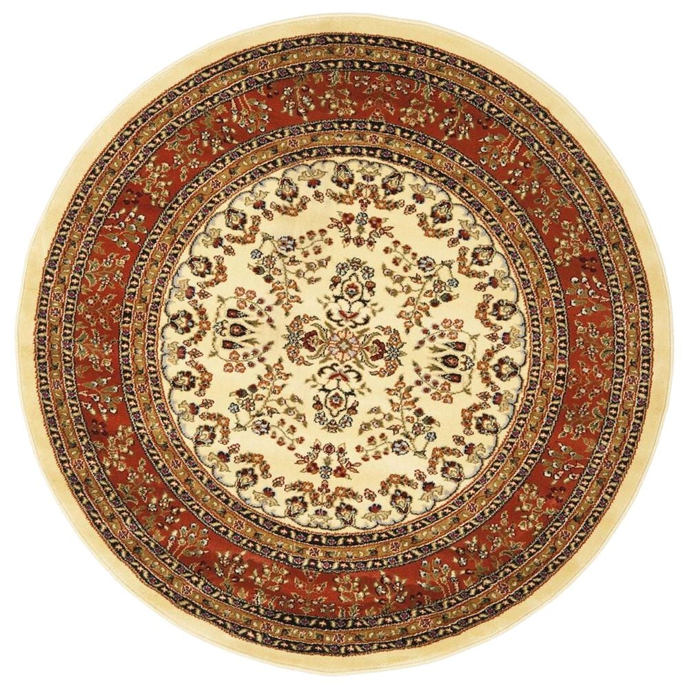 Safavieh Lyndhurst 5"3" Round Ivory and Rust Area Rug, , large