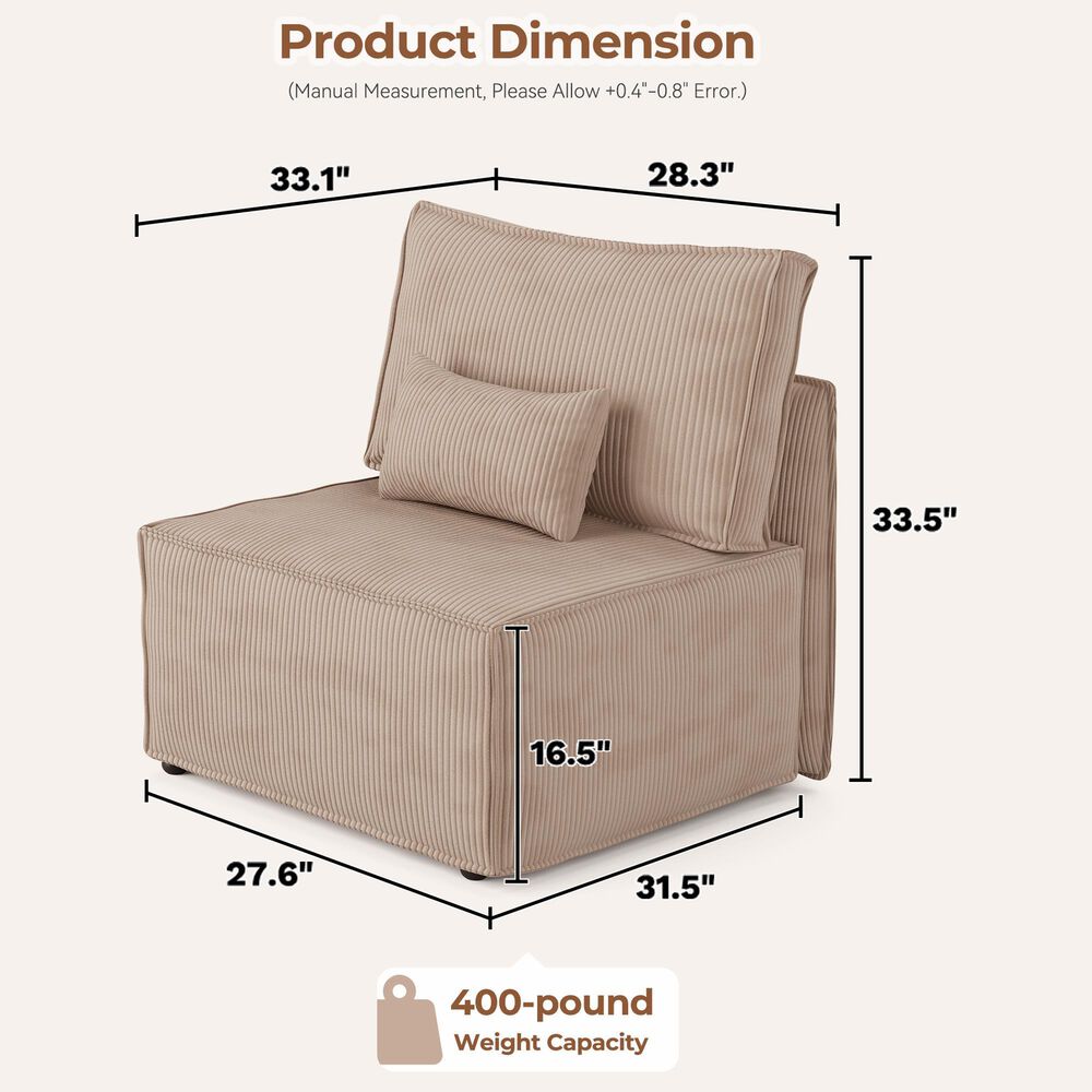 HOMLUX Armless Module in Camel, , large