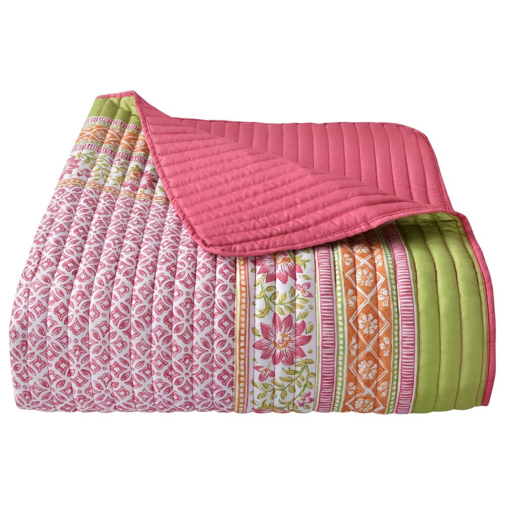 J. Queen New York Shiloh 3-Piece Full/Queen Quilt Set in Pink, Green and Orange, , large
