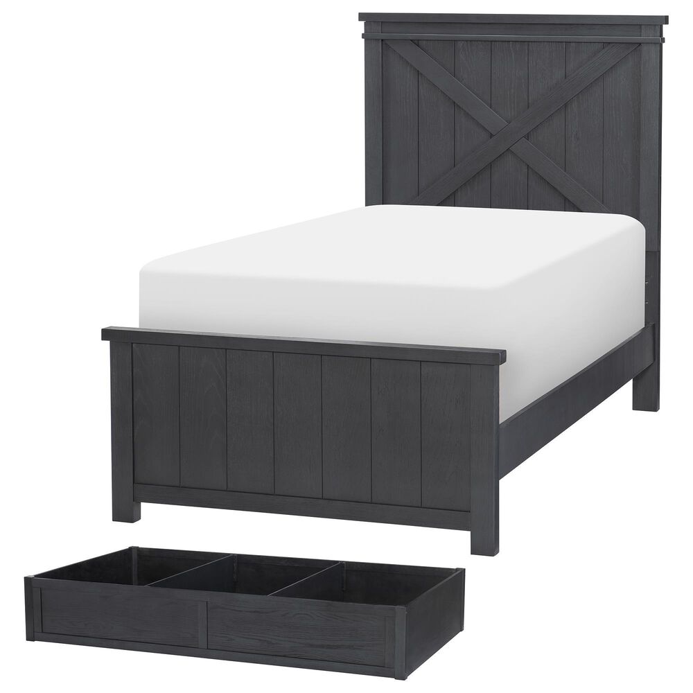 Legacy Classic Flatiron Twin Panel Bed with Trundle in Midnight, , large