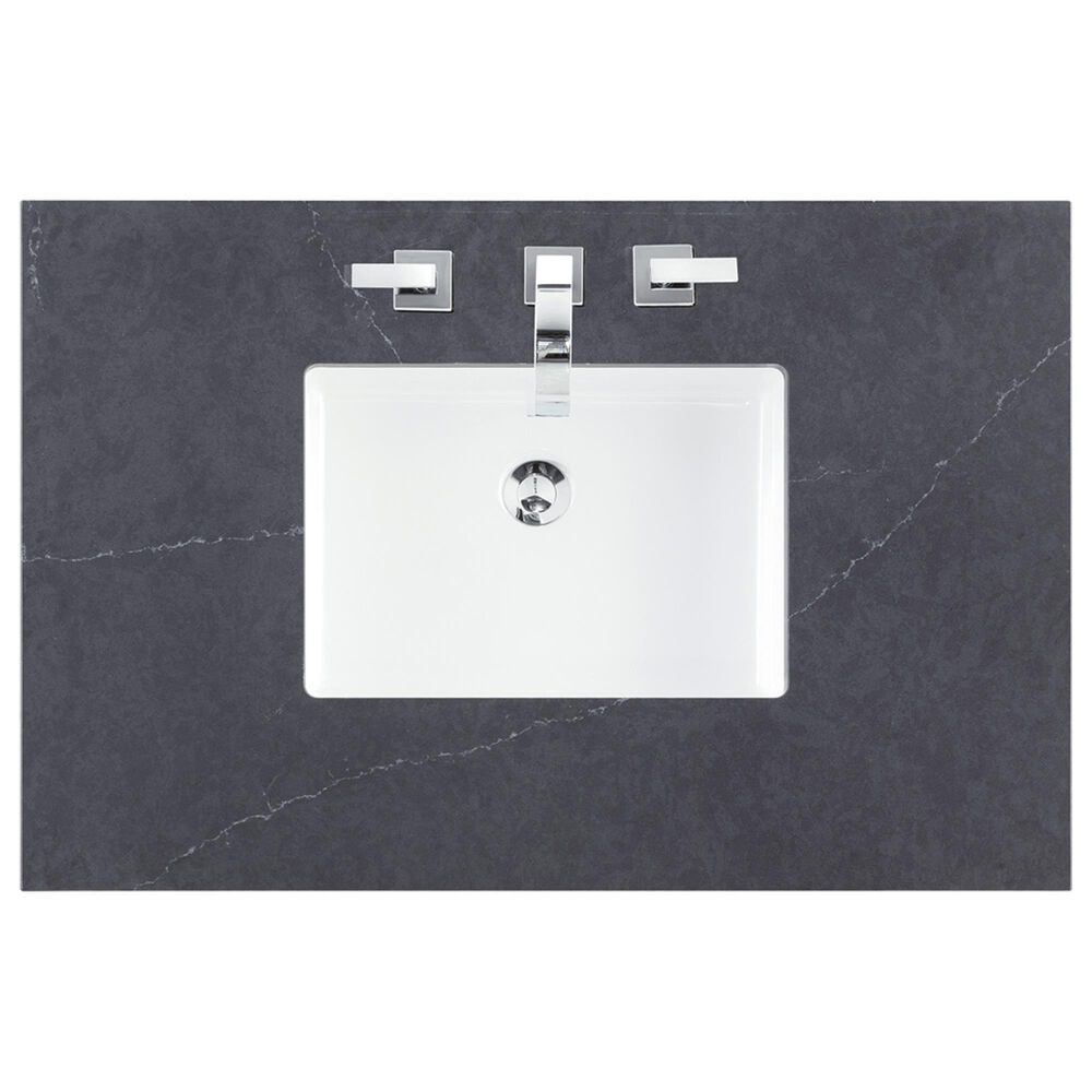 James Martin Vanities Emmeline 36" Single Bathroom Vanity in Pebble Oak with 3 cm Charcoal Soapstone Quartz Top and Rectangular Sink, , large
