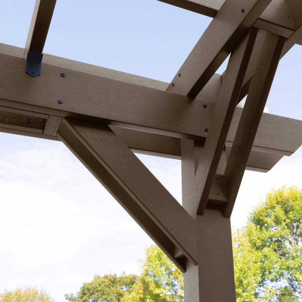 Highwood USA Bodhi 12&#39; x 12&#39; Pergola with 2 Weatherly 4&#39; Porch Swings in Weathered Acorn, , large