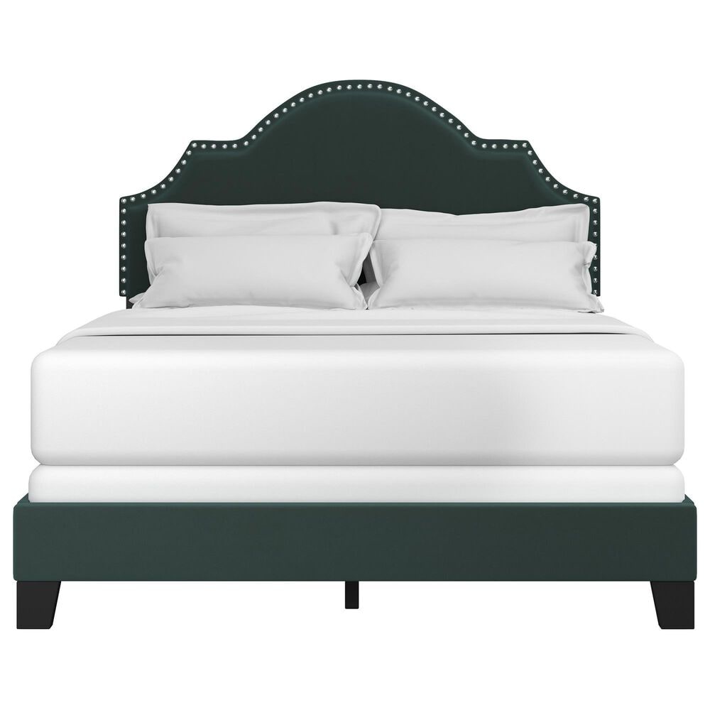 Richlands Furniture Cynthia Full Panel Bed with Green Upholstery in Black, , large