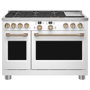 Cafe 8.25 Cu. Ft. Freestanding Dual Fuel Range with Double Oven in Matte White and Brushed Bronze, , large