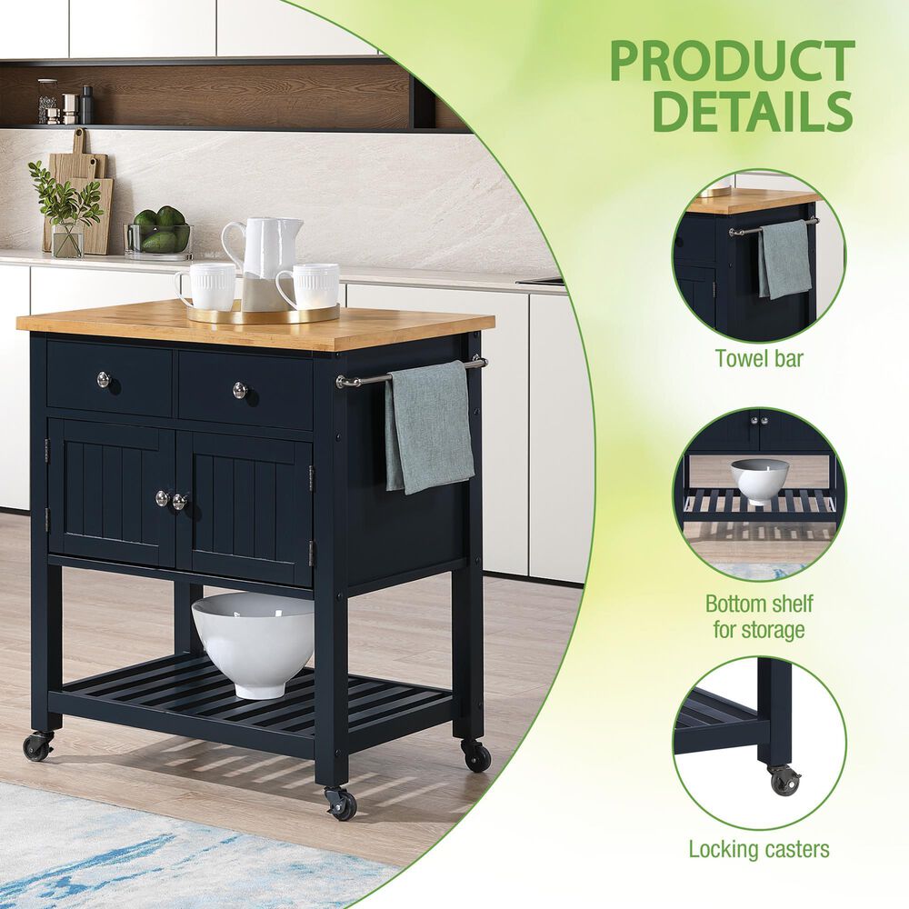 Valor Living Stirling Kitchen Cart in Blue, , large