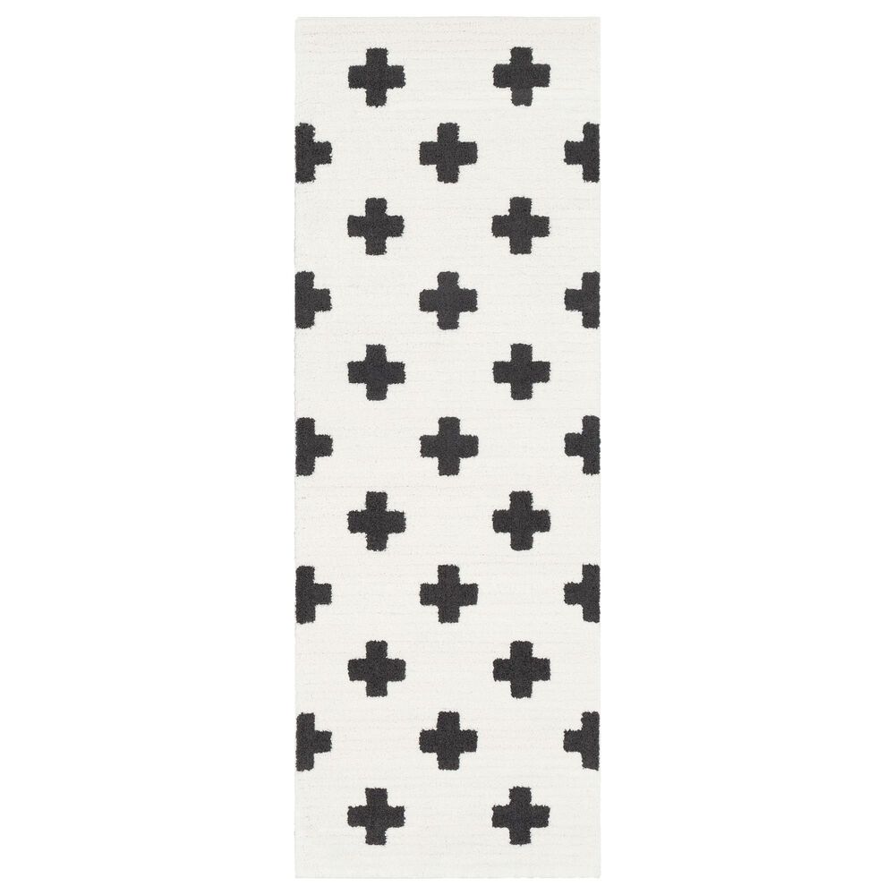 Surya Moroccan Shag MCS-2306 2"7" x 7"3" Black and White Runner, , large