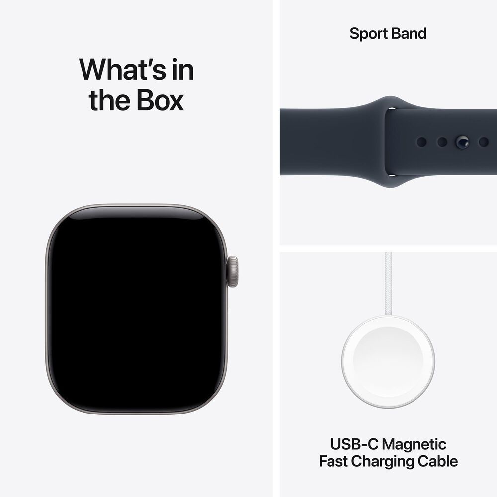 Apple Watch Series 12 (GPS) 46mm Space Gray Aluminum Case with Navy Blue Sport Band - S/M, , large