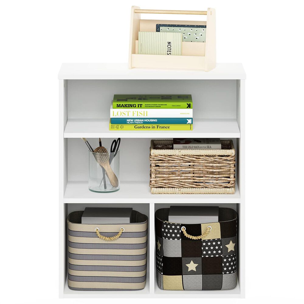 HOMLUX 3-Tier Display Bookcase with Adjustable Shelves in White, , large