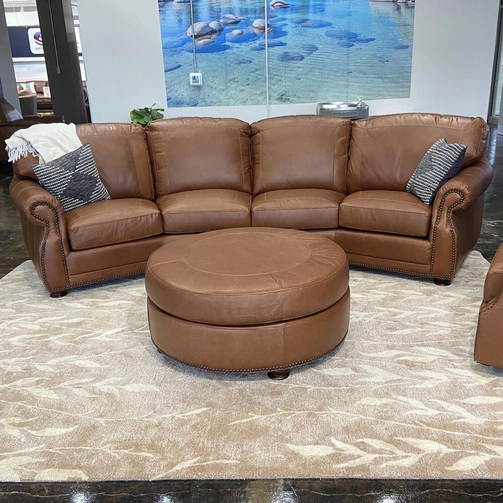 USA PREMIUM LEATHER 2-Pieces Stationary Leather Sectional in Acorn and Croc, , large