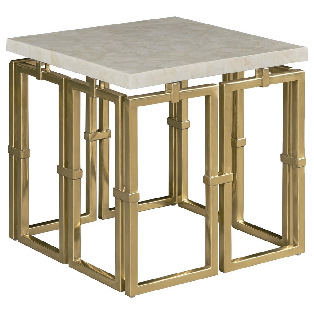 Century Links Chairside Table in Brass and Warm Ivory, , large