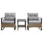 Hearth and Haven 3-Piece Patio Chat Set with Gray Cushion in Black, , large