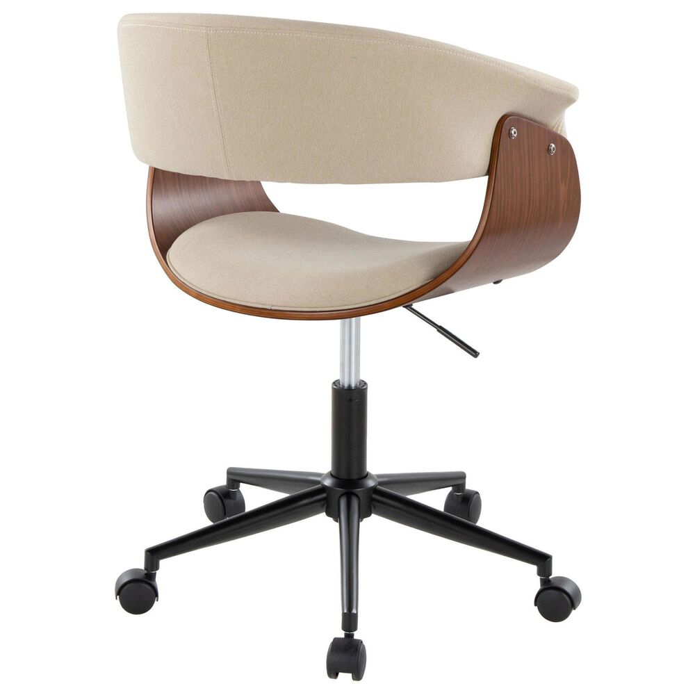 Lumisource Vintage Mod Office Chair with Cream Cushion in Walnut and Black, , large