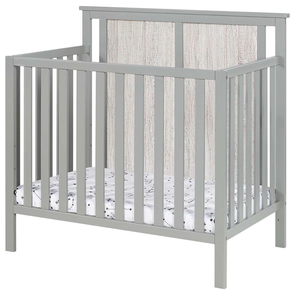 Hearth and Haven Connelly Mini Crib with Mattress Pad in Gray and Rockport Gray, , large
