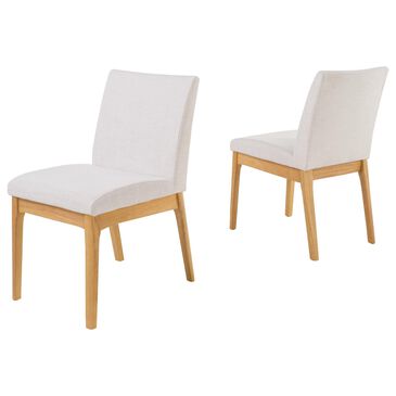 Noble House Kwame Dining Chair with Light Beige Cushion in Oak (Set of 2), , large