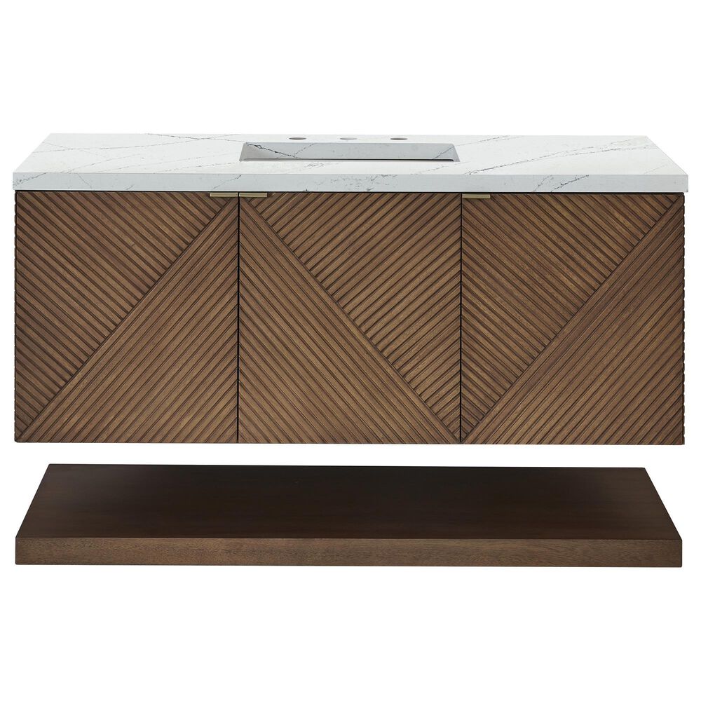 James Martin Vanities Marcello 48&quot; Single Bathroom Vanity in Chestnut with 3 cm Ethereal Noctis Quartz Top and Rectangular Sink, , large