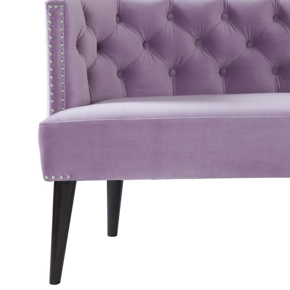Jennifer Taylor Home Celine Tufted Settee Nailhead Accents in Lavender