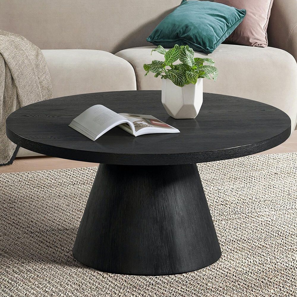 Mayberry Hill Portland Round Coffee Table in Black, , large