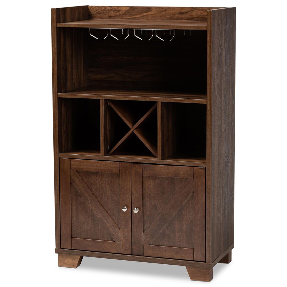 Baxton Studio Carrie Wine Storage Cabinet in Walnut, , large