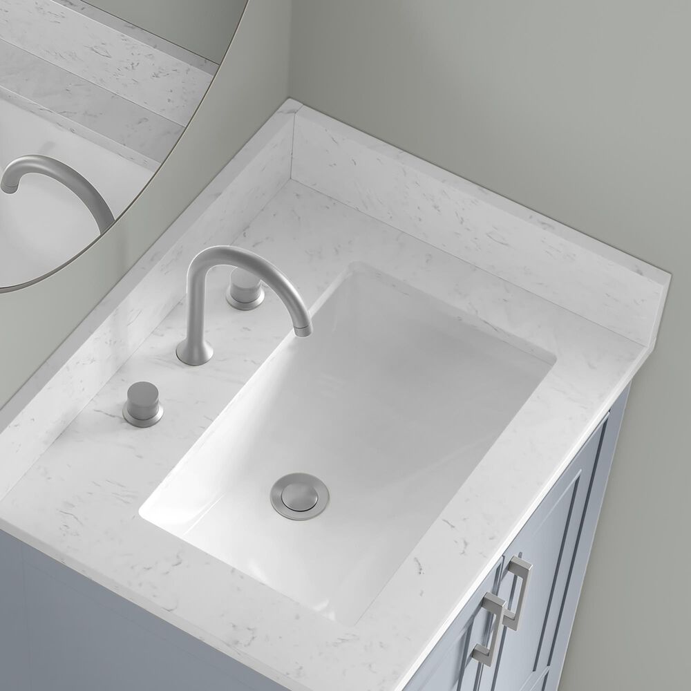 37B Lucerne 24" Single Bathroom Vanity Cabinet in Soft Blue with Marble Top and Backsplash, , large