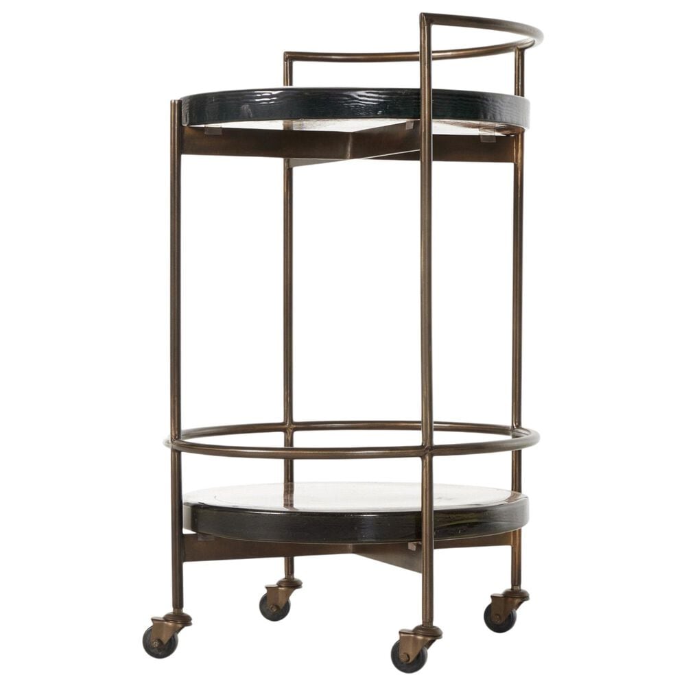 Four Hands Mira Bar Cart-Smoked Brown Cast Glass, , large