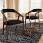 Baxton Studio Wendy Arm Chair with Black Cushion in Walnut Brown (Set of 2), , large
