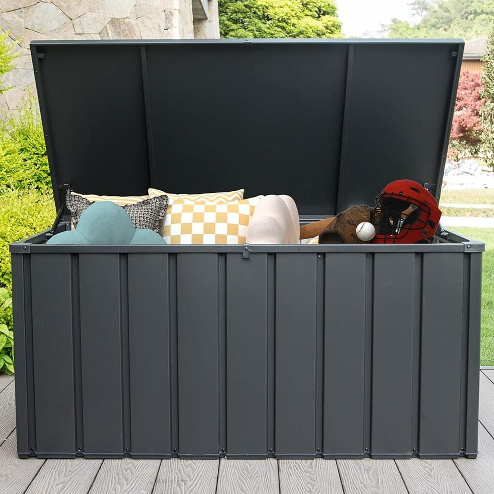 Hearth and Haven 120-Gallon Outdoor Storage Deck Box with Waterproof Material in Dark Gray, , large
