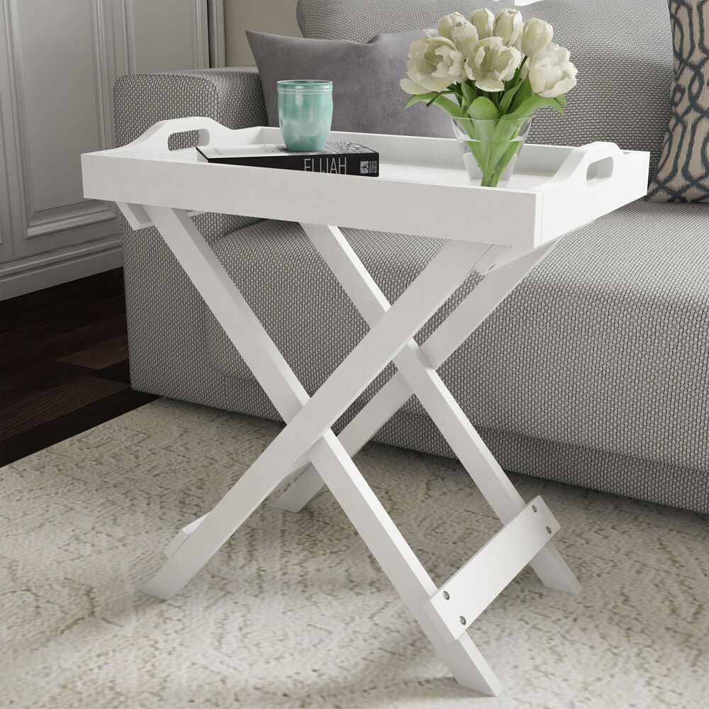 Timberlake Lavish Home Folding End Table in White, , large