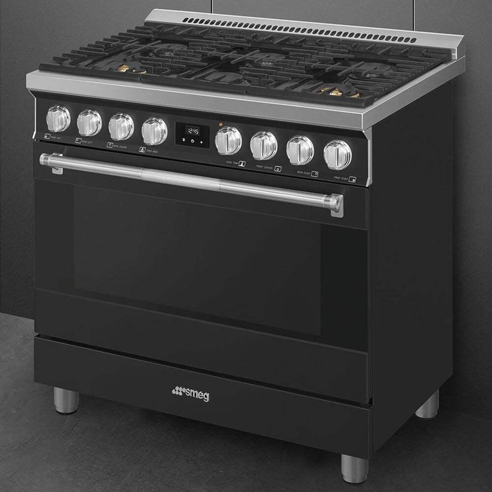 SMEG Professional 36" Gas Range in Matte Black, , large