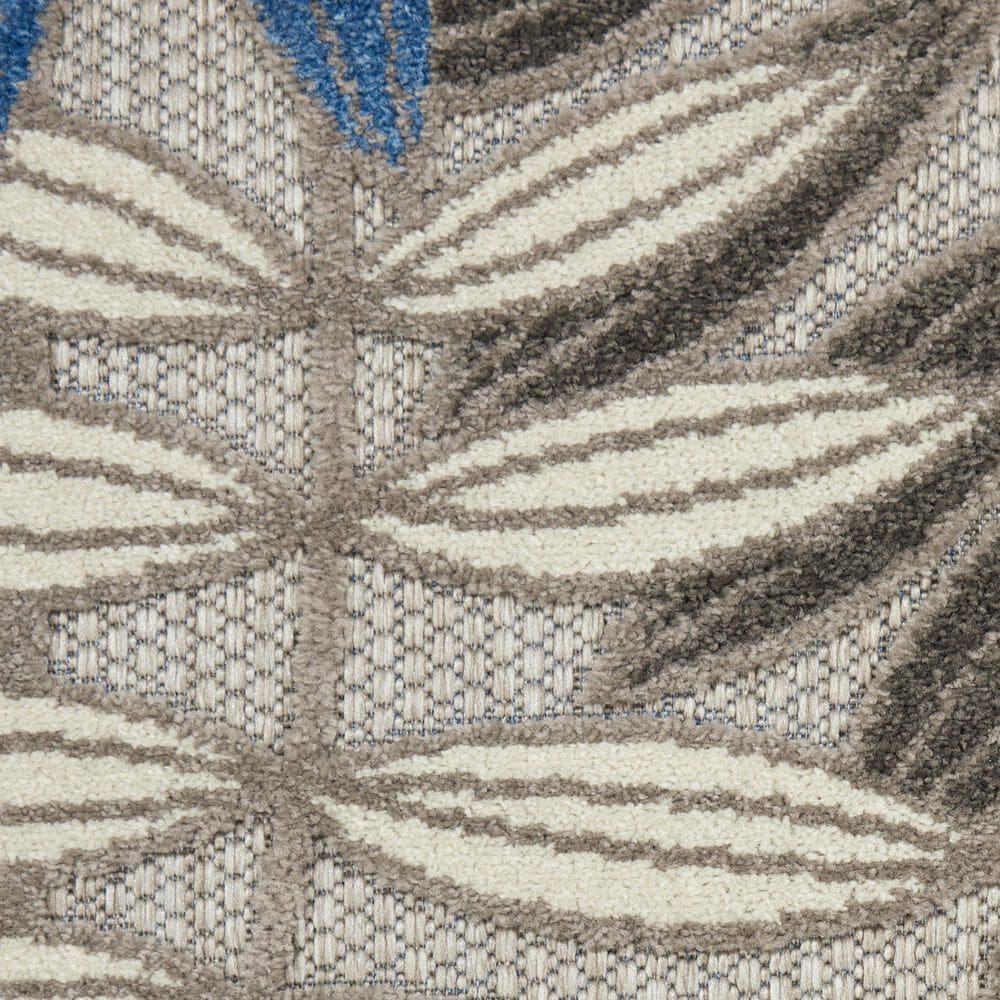 Nourison Aloha Grey and Blue 2' x 3' Indoor/Outdoor Area Rug, , large