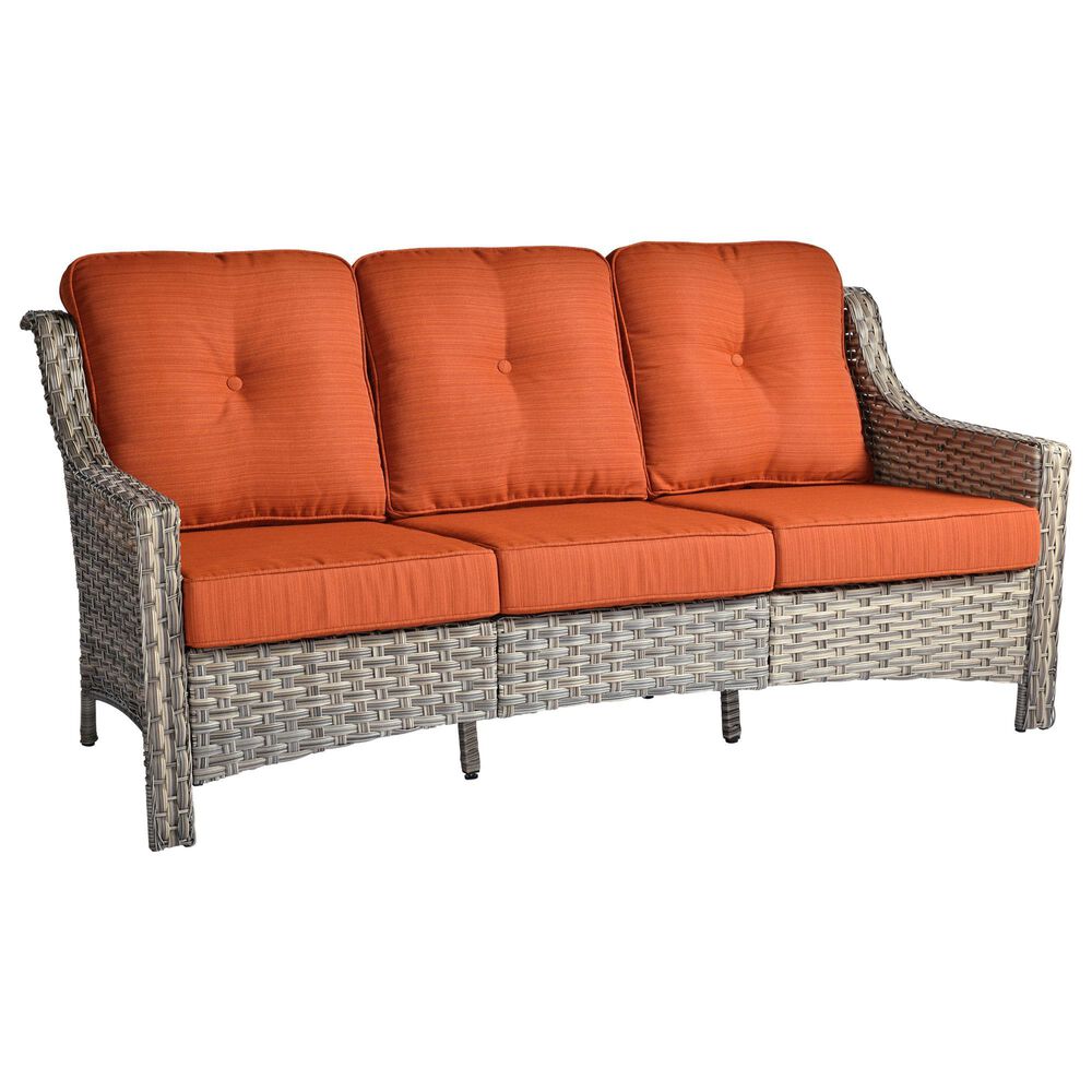 HOMLUX Outdoor Wicker Conversation Sofa in Orange, , large