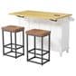 HOMLUX Farmhouse Kitchen Island with Drop Leaf and 2 Stools in White, Natural, Black and Rustic Brown, , large