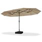 HOMLUX 14" Outdoor Double-Sided Market Umbrella with Base in Khaki, , large