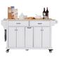 HOMLUX Kitchen Island with Rubber wood Countertop in White, , large